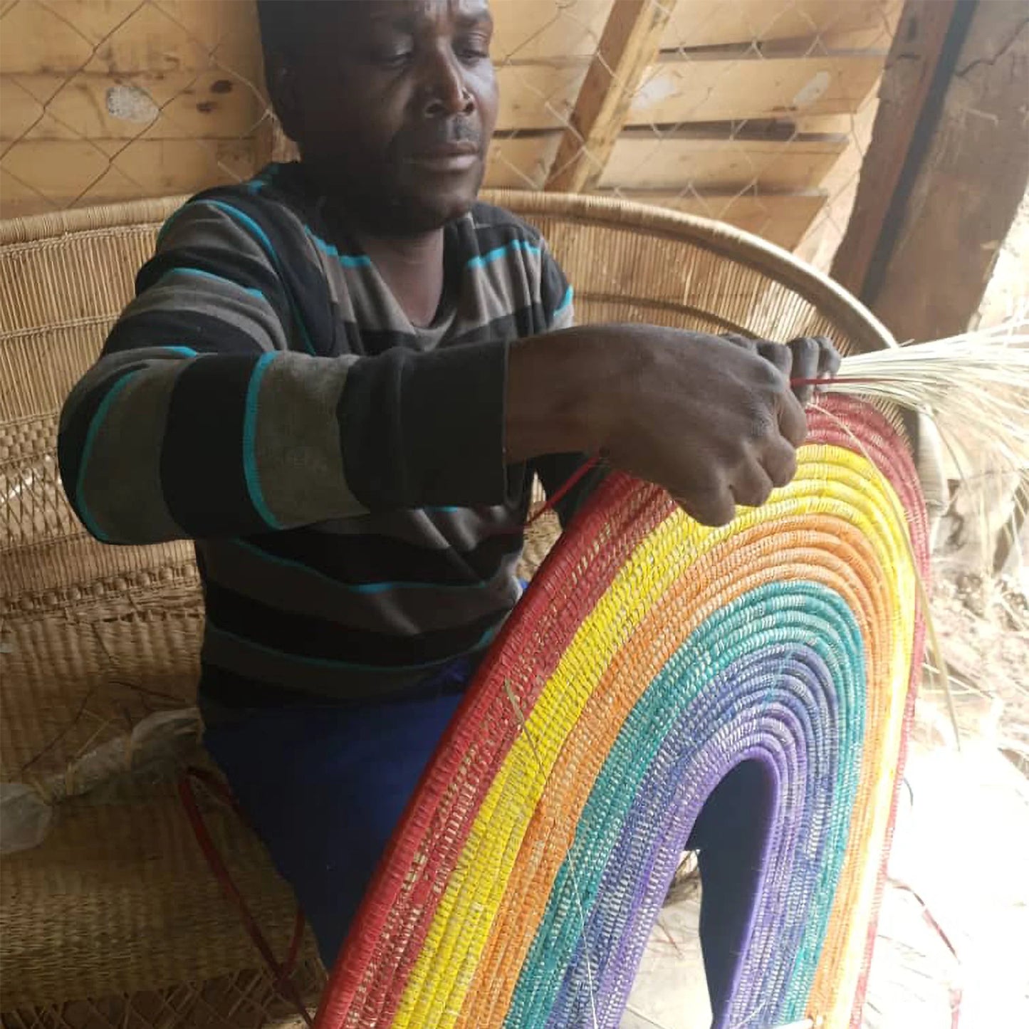 Large Rainbow Woven Wall Art