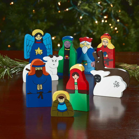 Bright Wood Nativity Set