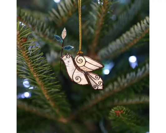 Olive Branch Dove Capiz Ornament