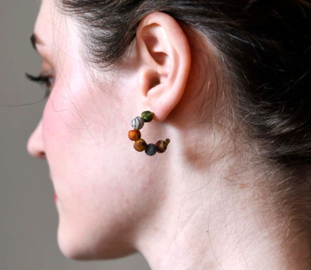 Kantha Tiny Hoop Earrings