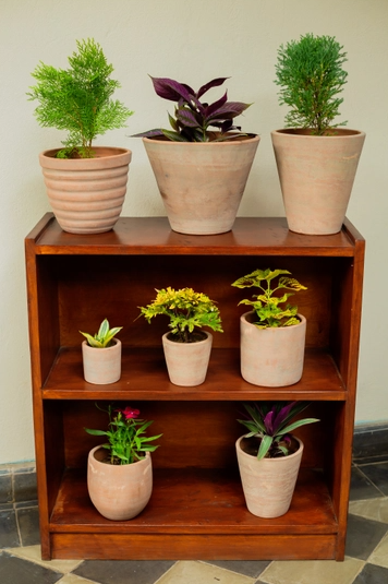 Concrete-Washed Terracotta Ridged Planter
