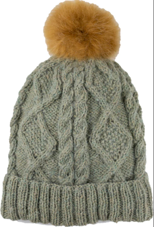 Braided Pom Pom Hat