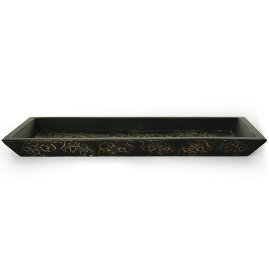 Small Carved Wooden Tray, Leaf Motif