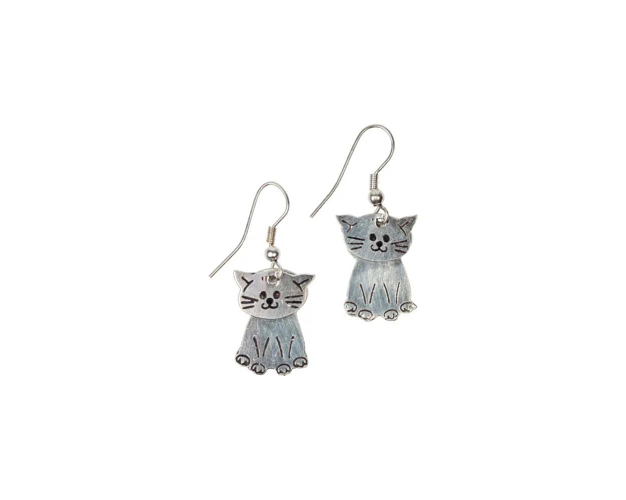Silver Kitty Earrings