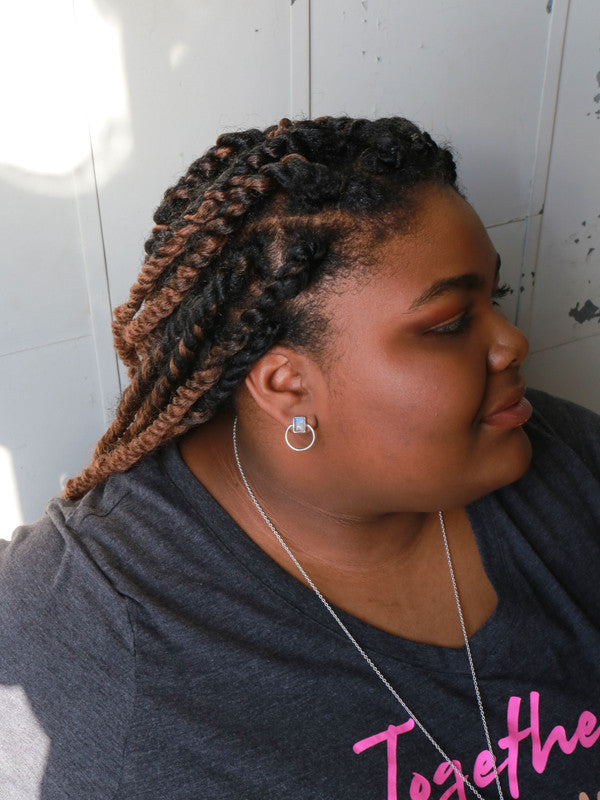 Midnight Loop Stud Earrings - Moonstone