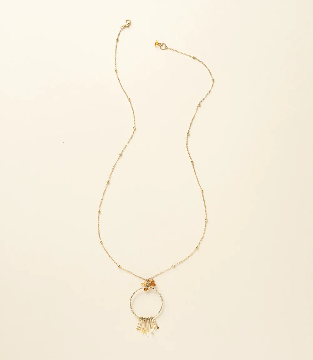 Ridhi Citrine & Sunstone Fringe Necklace