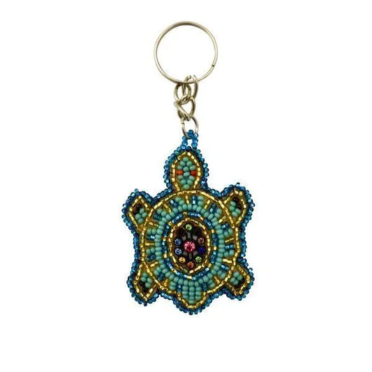 Flat Beaded Turtle Keychain