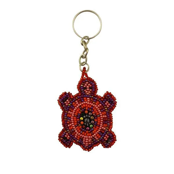Flat Beaded Turtle Keychain