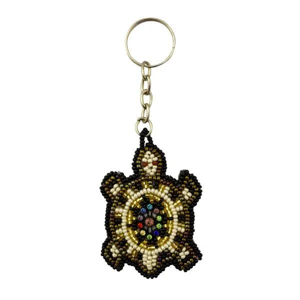 Flat Beaded Turtle Keychain