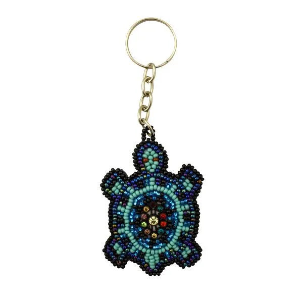 Flat Beaded Turtle Keychain
