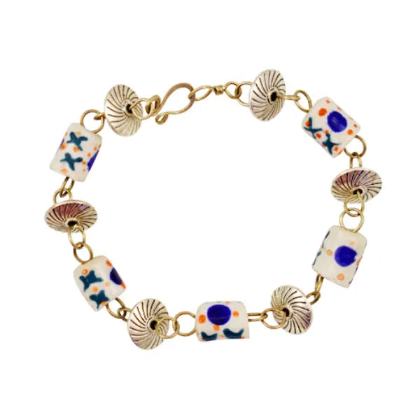 Painted Bead & Disk Bracelet