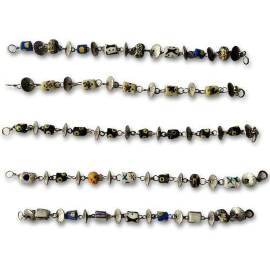 Painted Bead & Disk Bracelet
