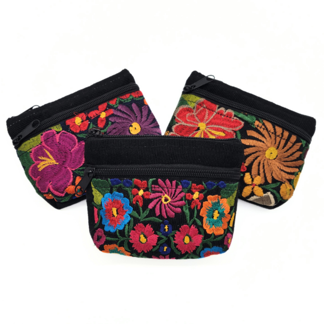 Two Zip Flower Pouch