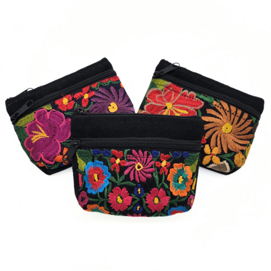 Two Zip Flower Pouch