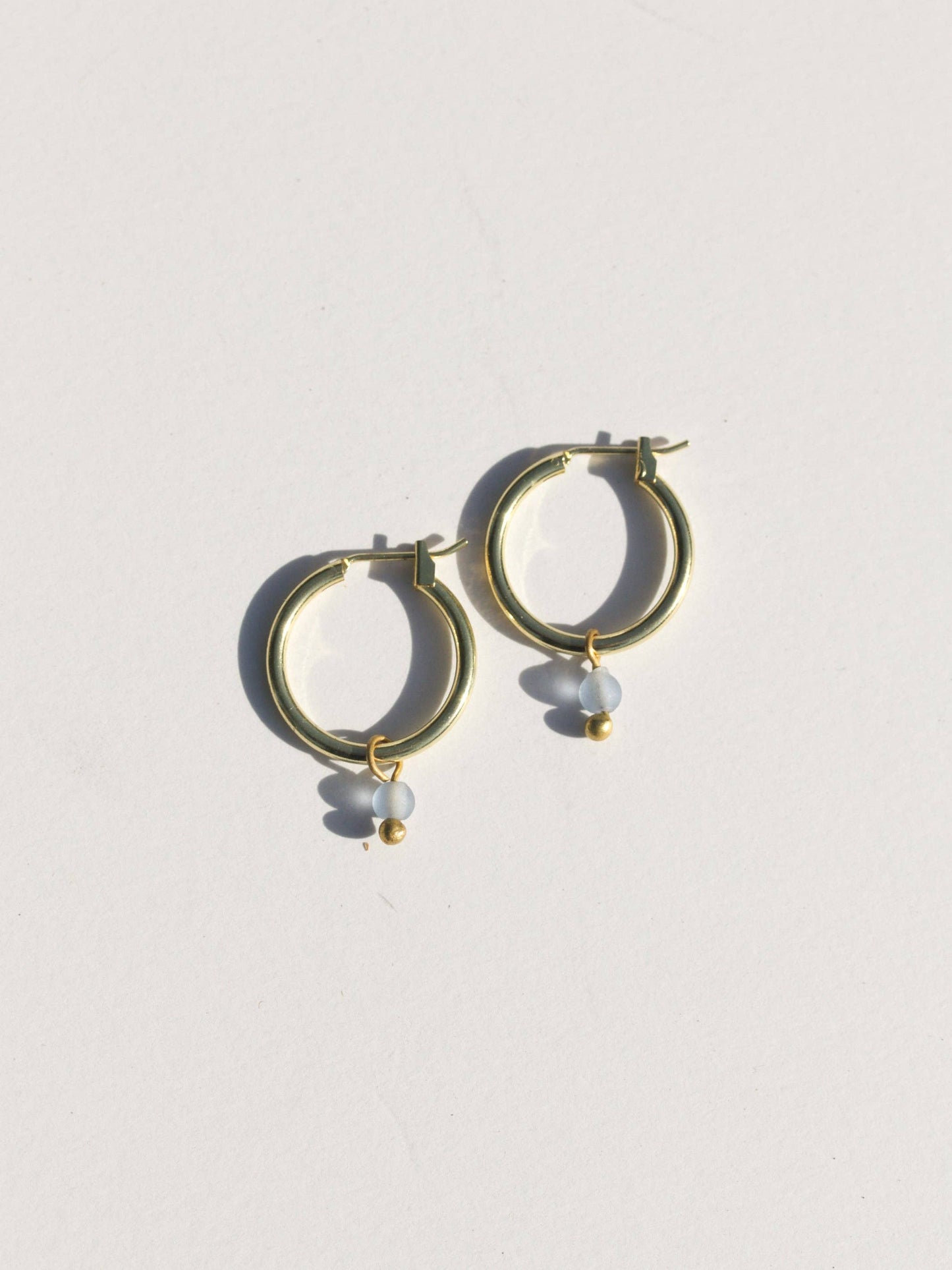 Blue Sky Sea Glass Huggies Earrings