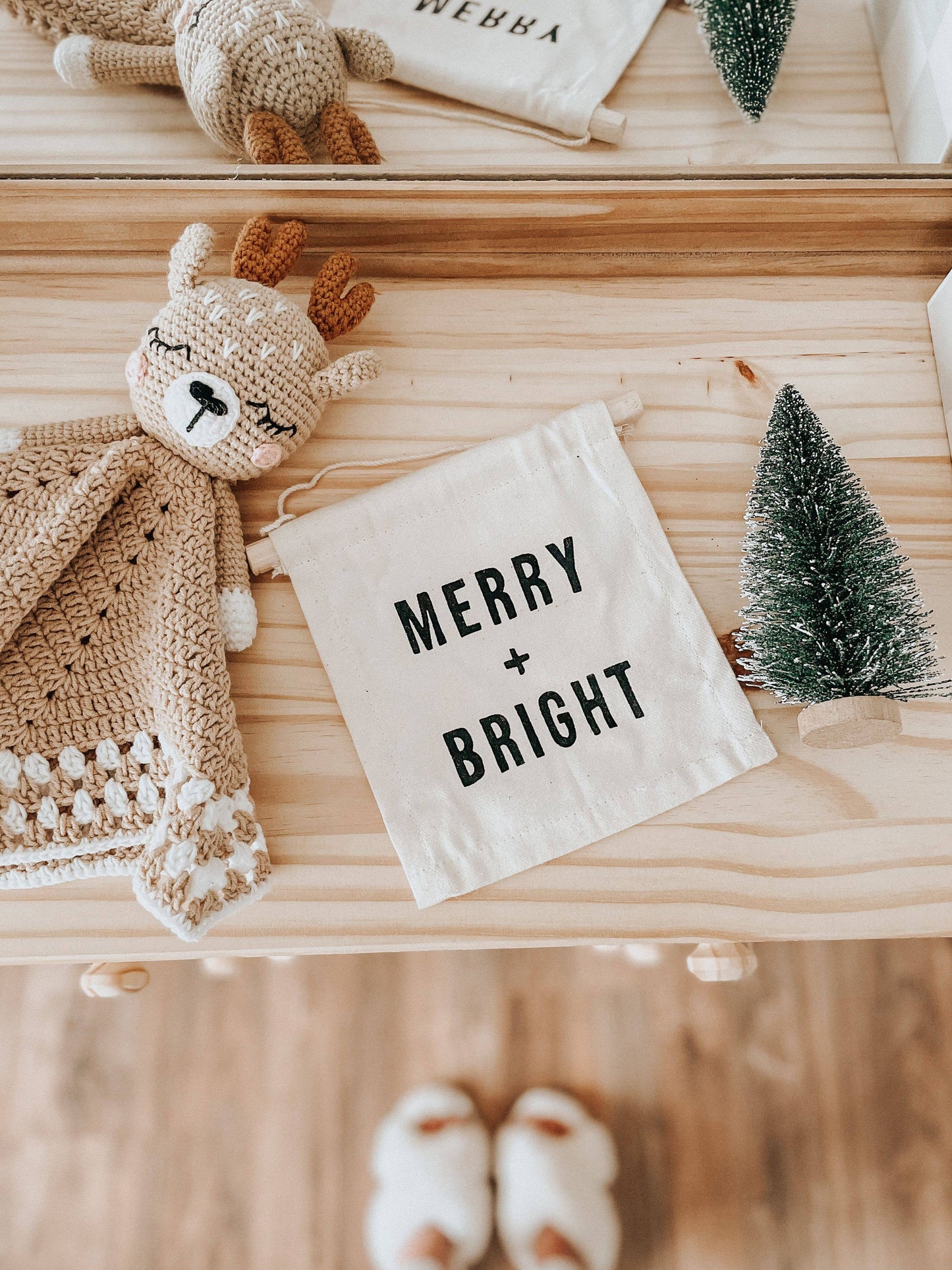 Merry + Bright Canvas Wall Sign