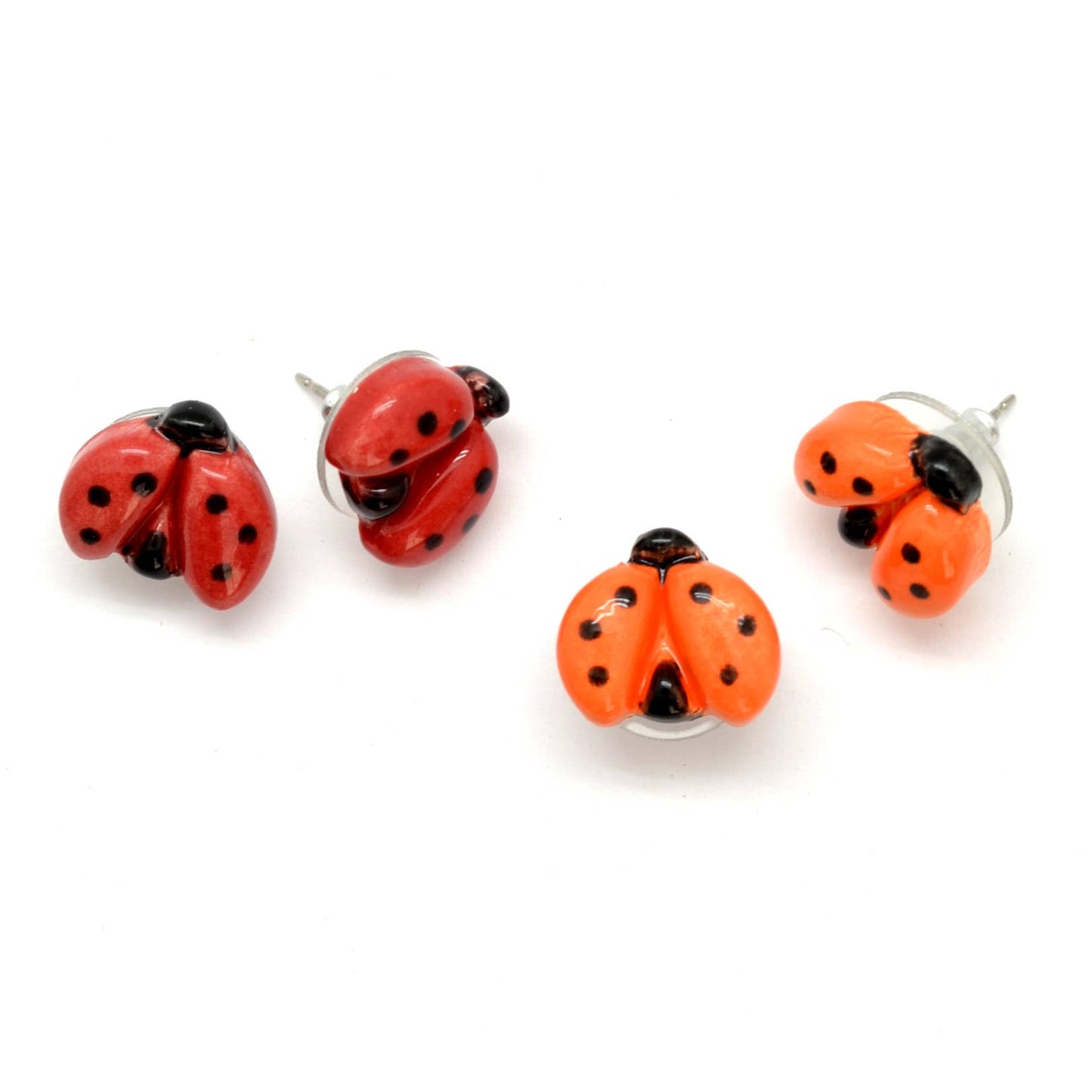 Ceramic Ladybug Stud Earrings