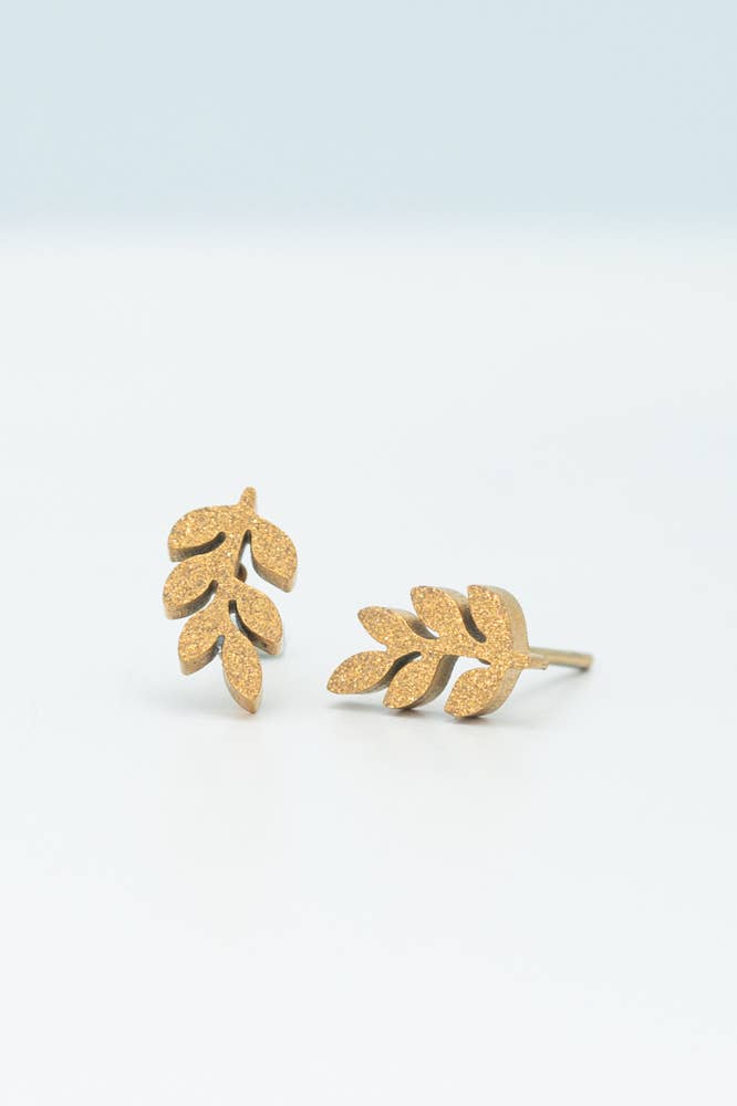 Frosted Rowen Gold  Stud Earrings