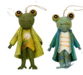 Dapper Frog Felt Ornaments