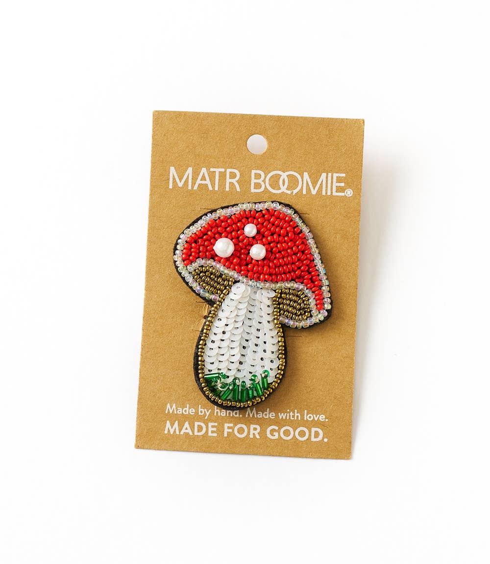 Bala Mani Beaded Mushroom Pin