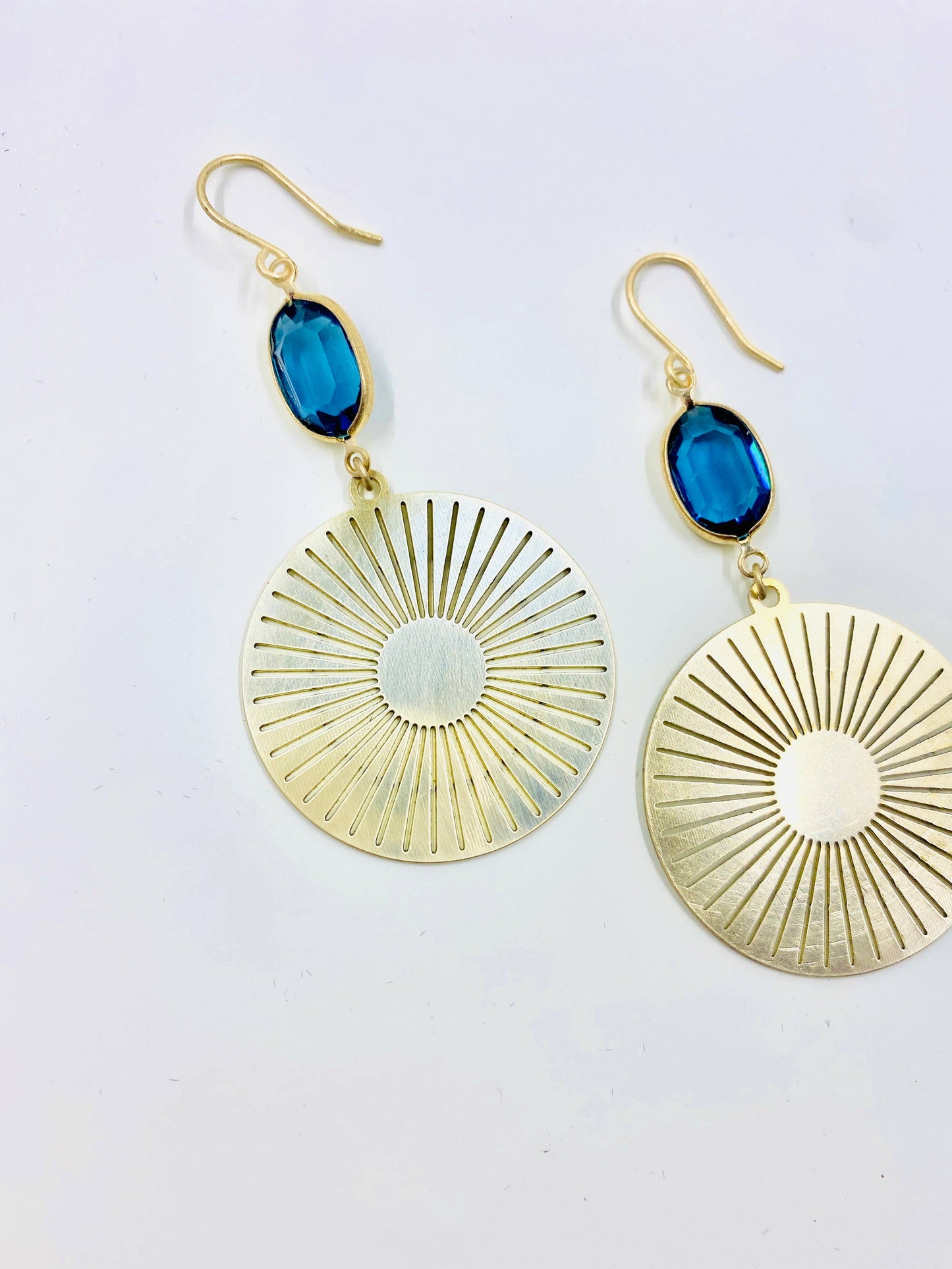 Brass Sun Medallion Earrings
