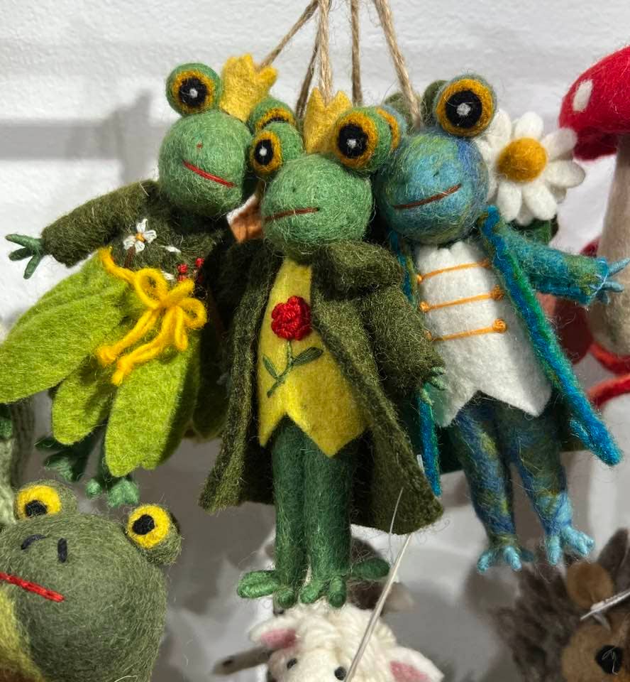 Dapper Frog Felt Ornaments