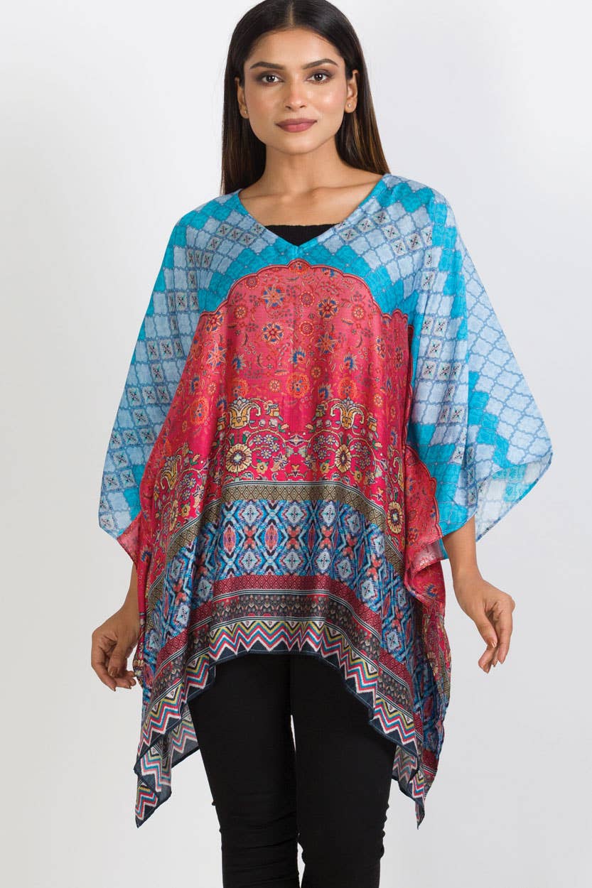 Aqua & Melon Kalpita Cupro Top