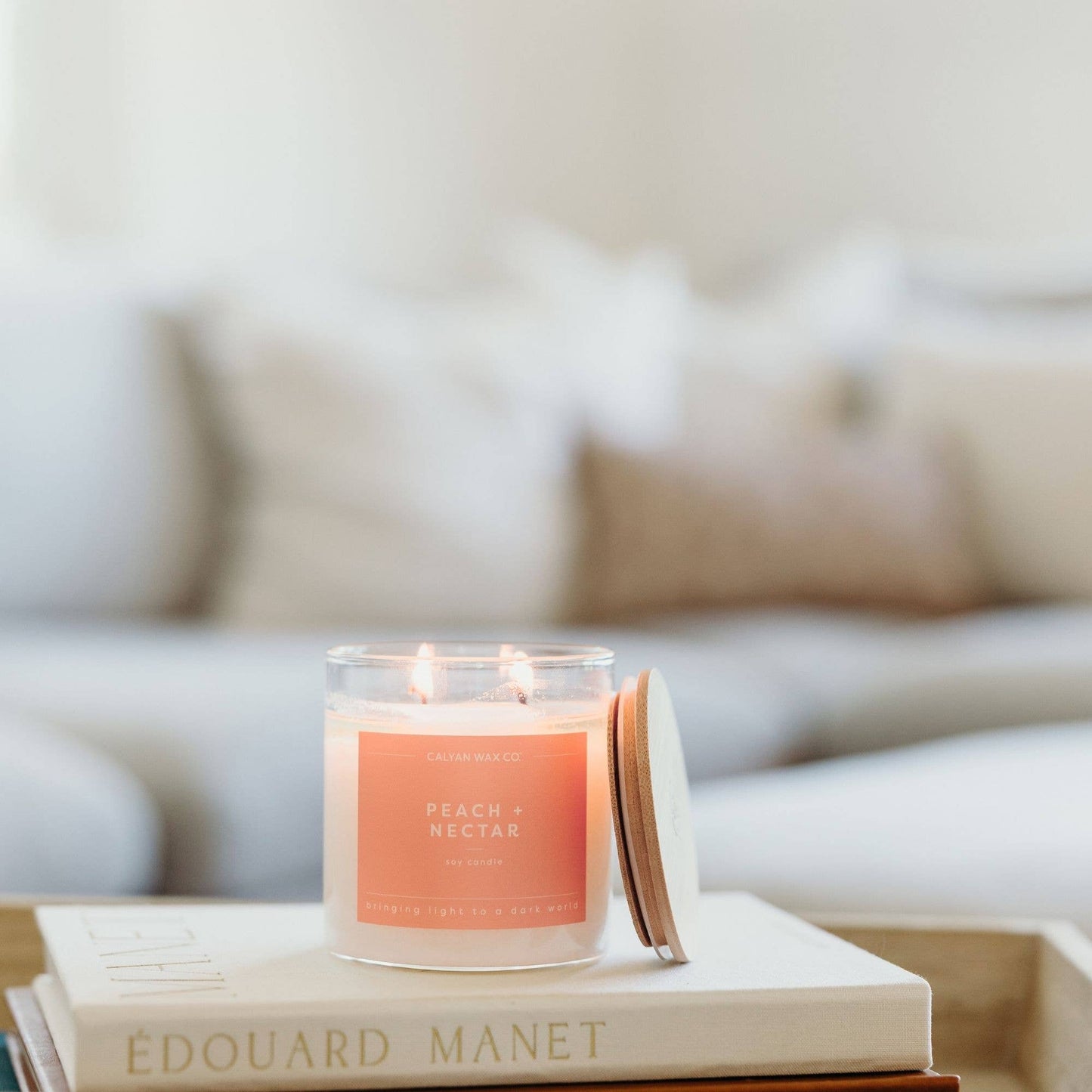Peach + Nectar - Clear Glass Tumbler Soy Candle
