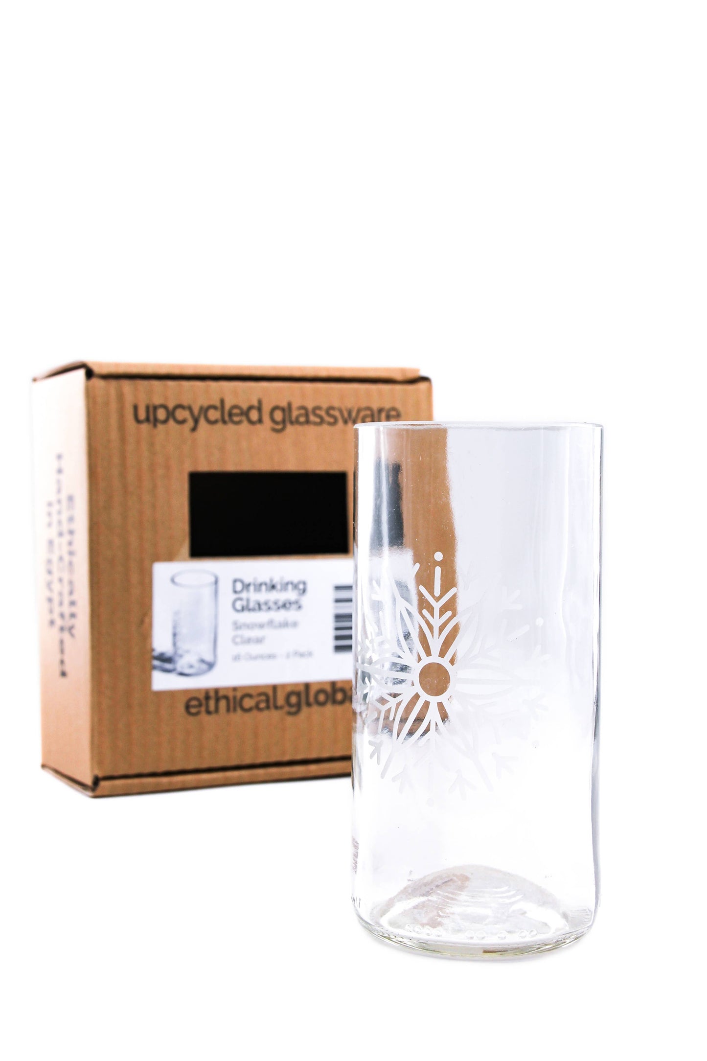 Upcycled Snowflake Drinking Glasses 12 Ounces