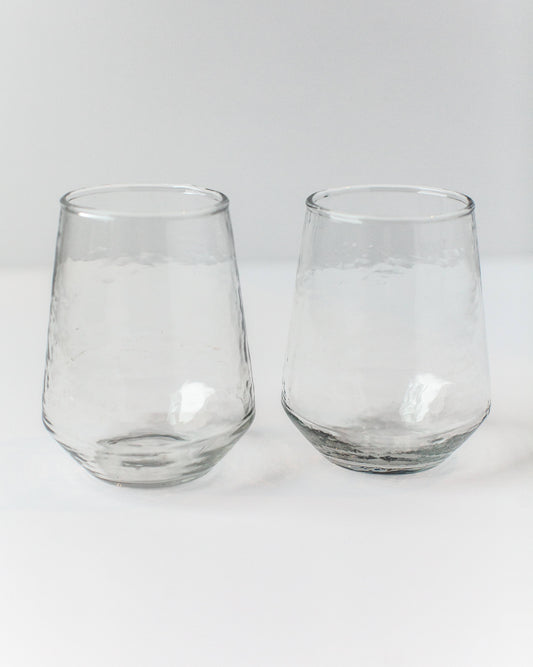 Clear Handblown Hammered Glass Tumble