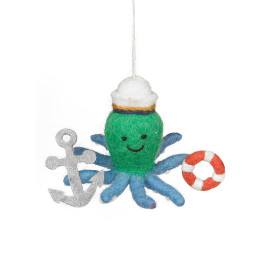 Handmade Felt Captain Odin the Octopus Ornament