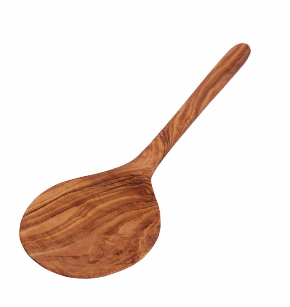 10" Shallow Olive Wood Serving Spoon