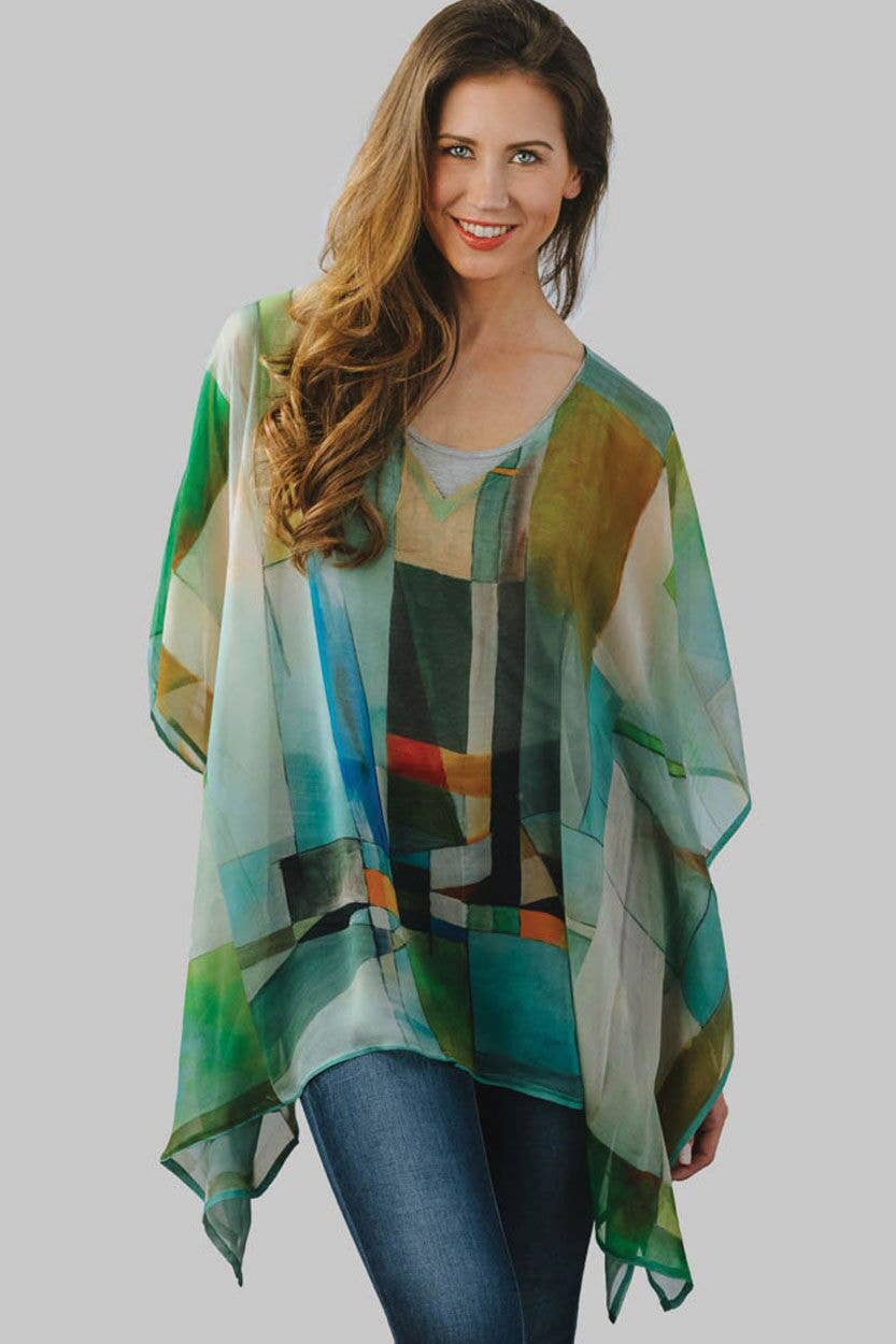 Kumari Cupro Tops: Navy Multi