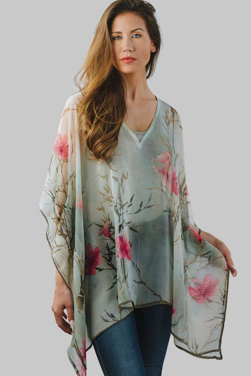 Kumari Cupro Tops: Navy Multi