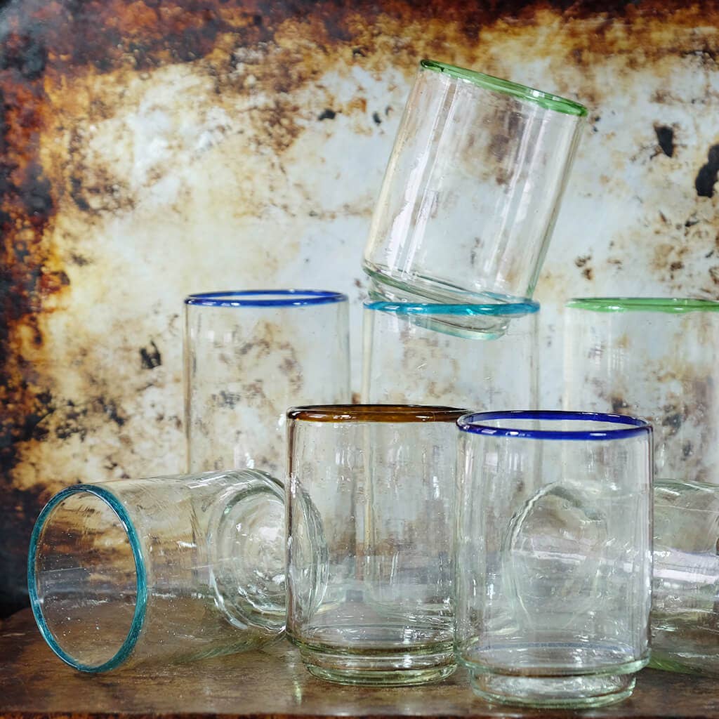 Tall Green Rim Stacking Glassware
