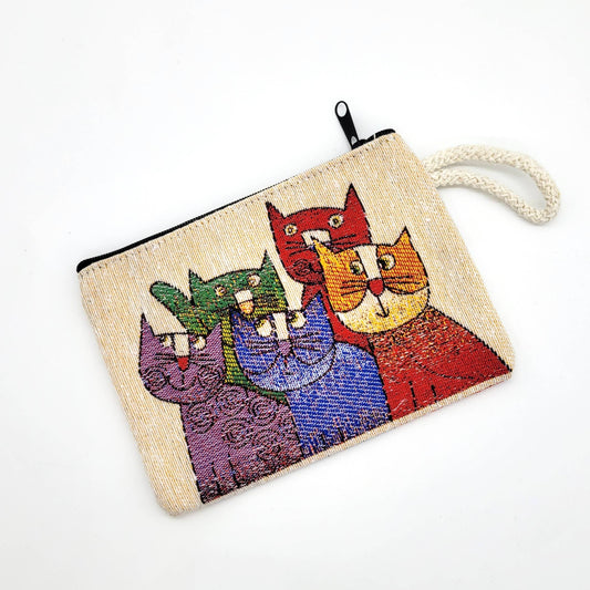 Cat Woven Tapestry Pouch