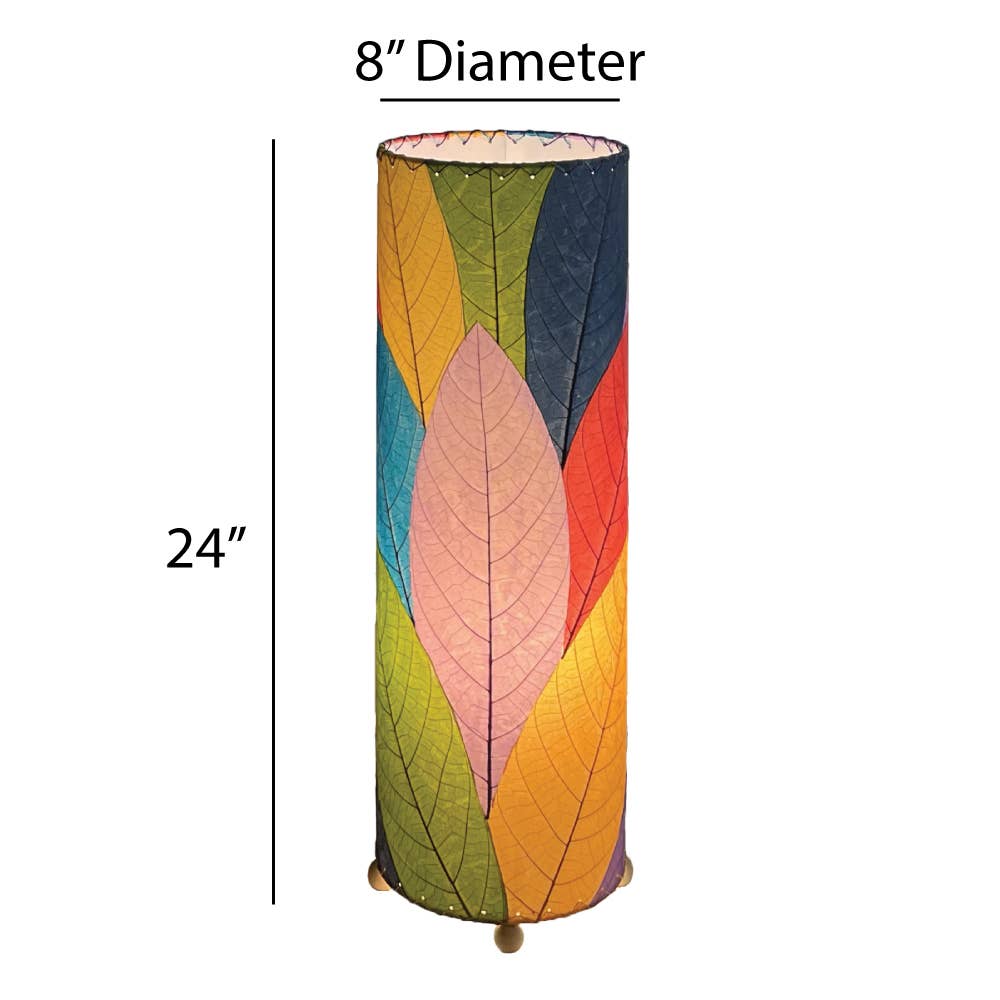 Multi Shade Cocoa Leaf Cylinder Table Lamp