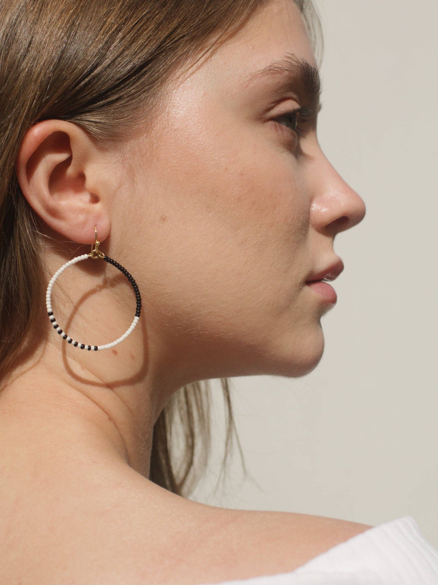 Monochrome Glass Beaded Hoops