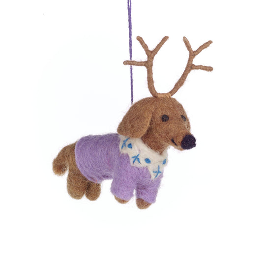 Handmade Felt Rudy Dachshund Dog Ornament