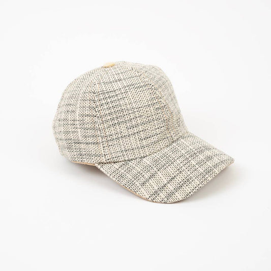 Handwoven Black & White Textured Baseball Hat