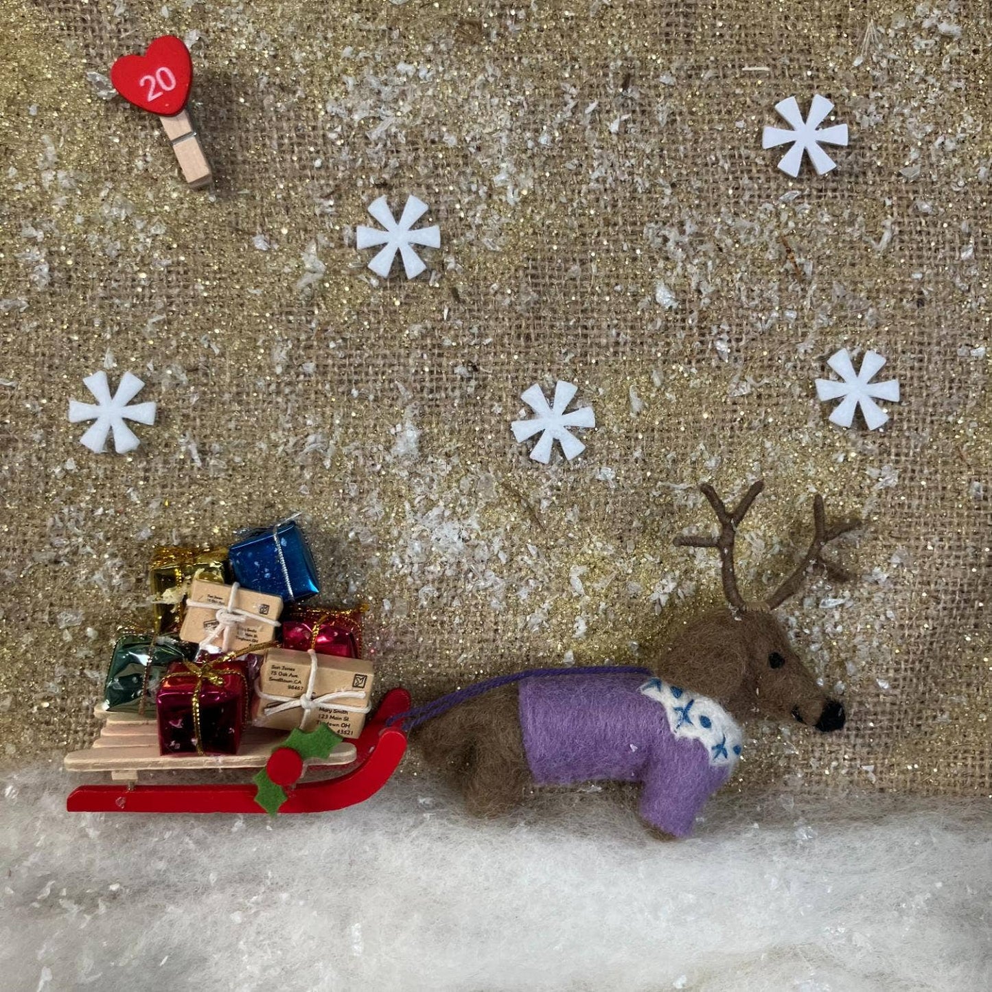 Handmade Felt Rudy Dachshund Dog Ornament