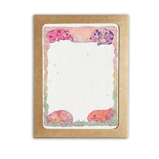 Plantable Herb Cozy Cats Flat Notecard Set