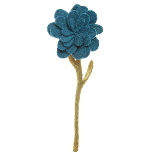 Felt Teal Zinnia Flower
