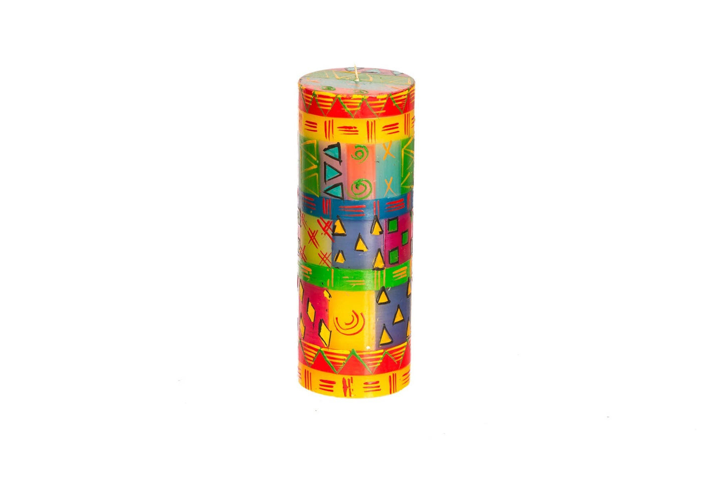 Multi Color Ethnic Small Pillar Candle 3” x 4” (50 hour burn time)