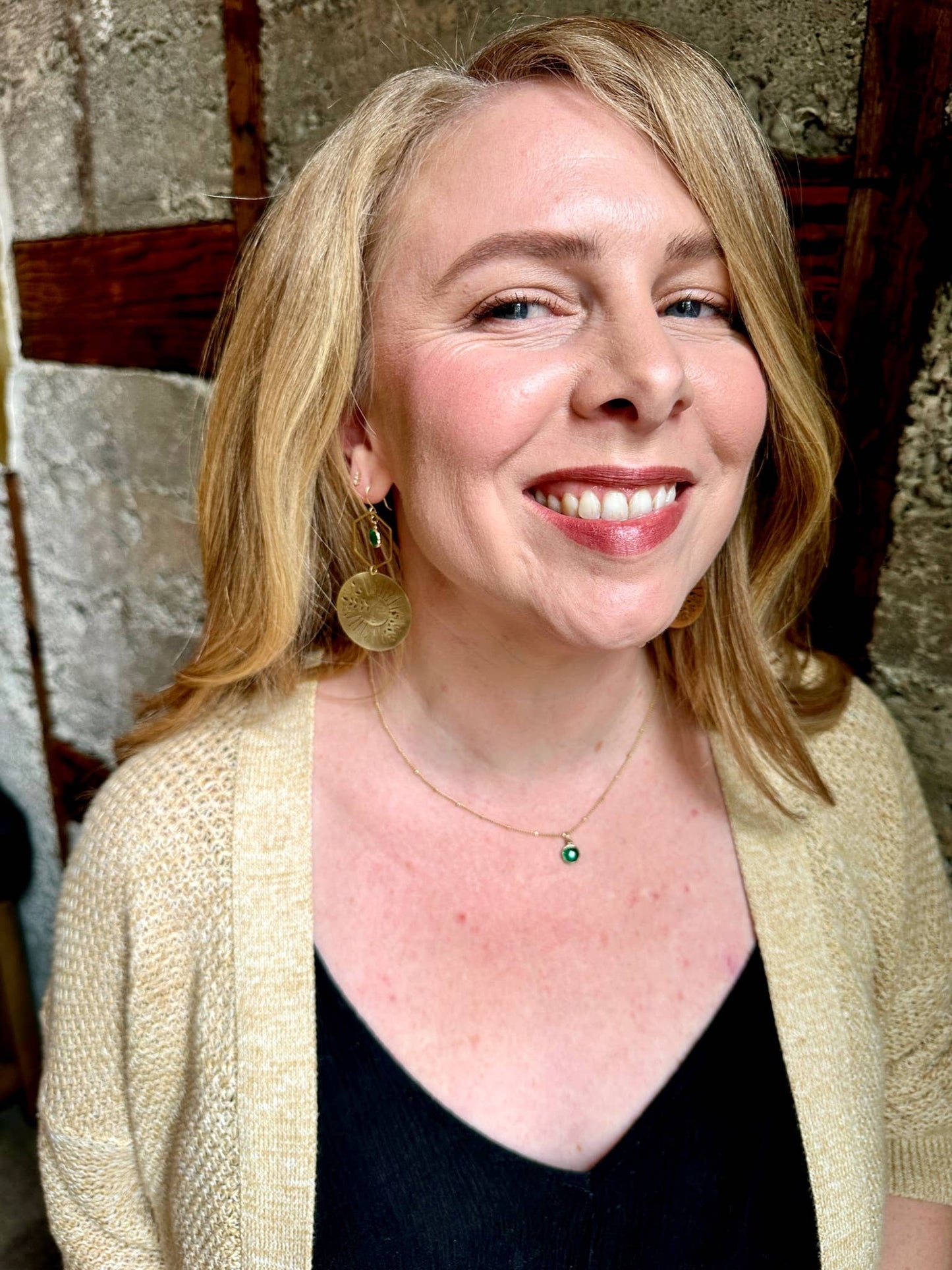 Round Faceted Sea Green Glass Pendant