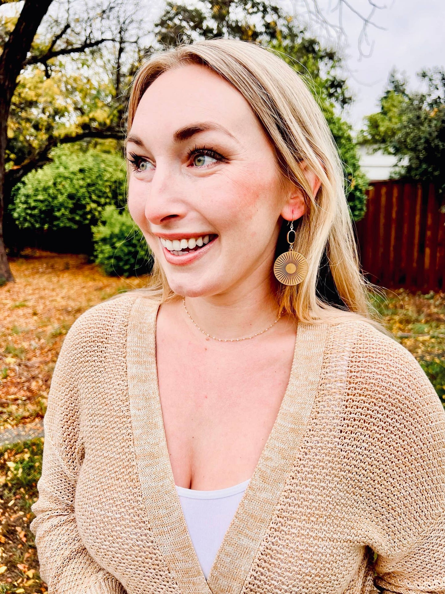 Brass Sun Medallion Earrings