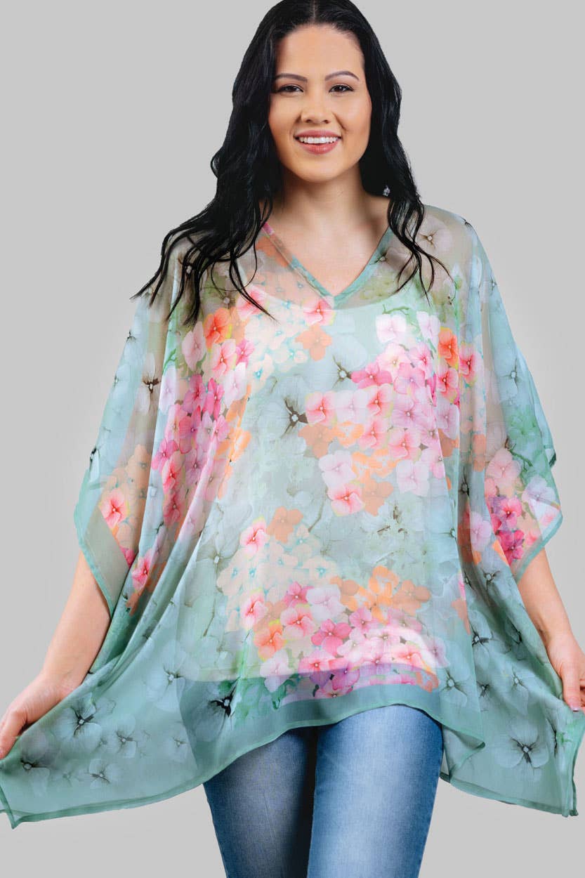 Kumari Cupro Tops: Navy Multi