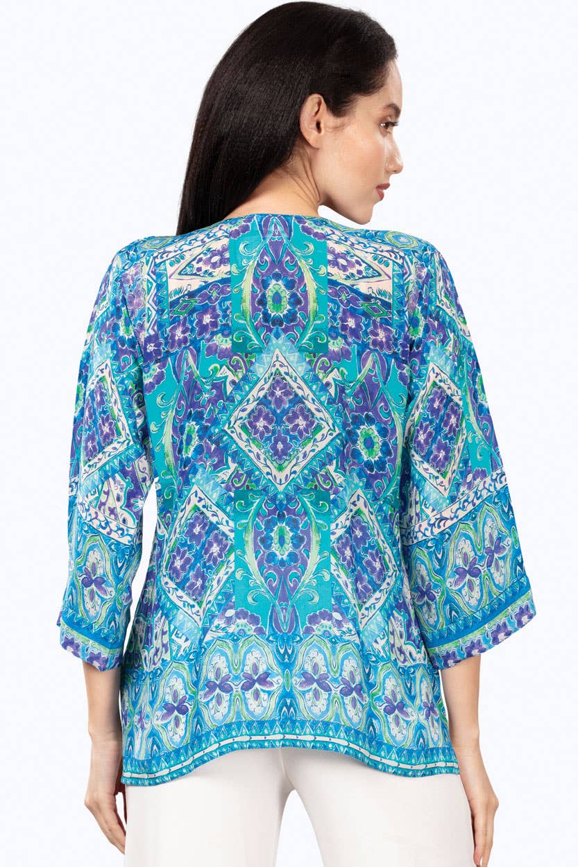 Daya Cupro Tunics : Sky Blue Multi Floral / S/M