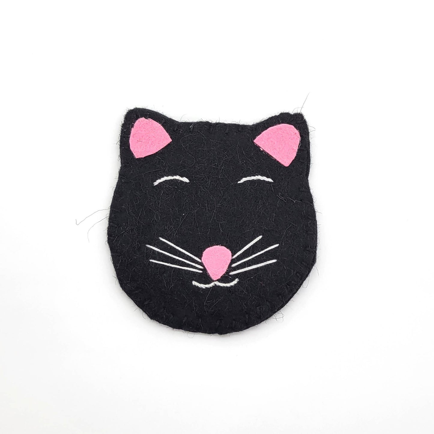 Black Kitty Cat Felted Wool Coaster