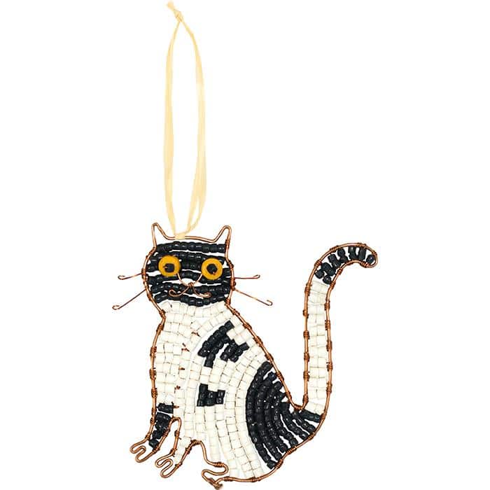 Beaded Tuxedo Cat Ornament